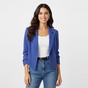 Forever 21 Blue Asymmetrical Hem Blazer Suit Jacket Office Casual Workwear Large